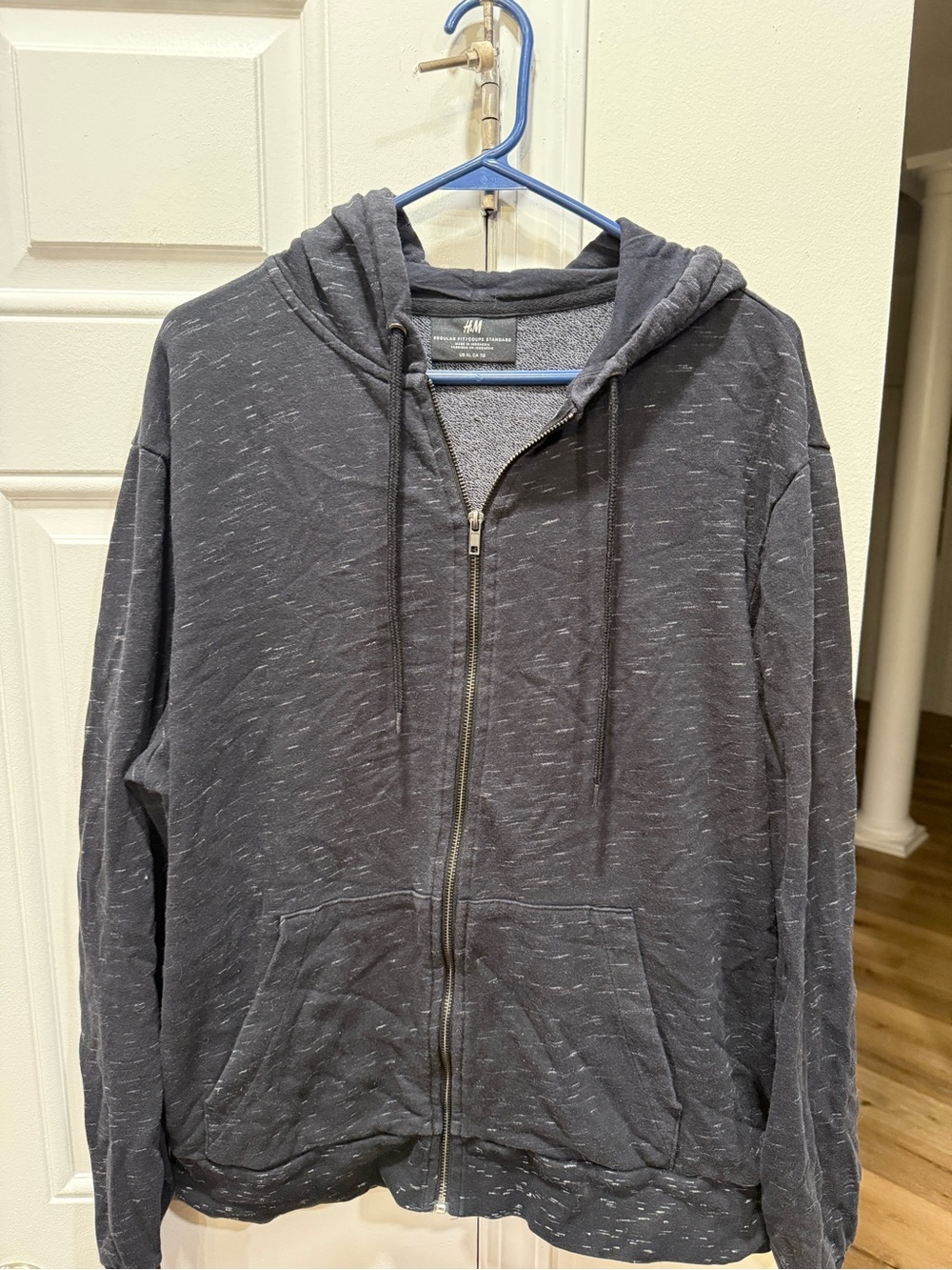 H&M Men's Dark Charcoal Heather Zip-Up Hoodie
